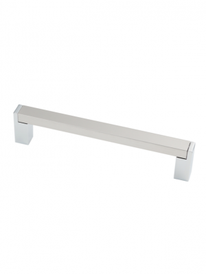 Strathcona Modern Pull - 128 mm - Brushed Satin Nickel & Polished Chrome