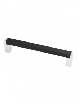 Strathcona Modern Pull - 128 mm - Matte Black & Polished Chrome